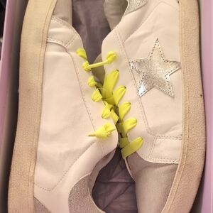 Steve Madden White and Silver Sneakers